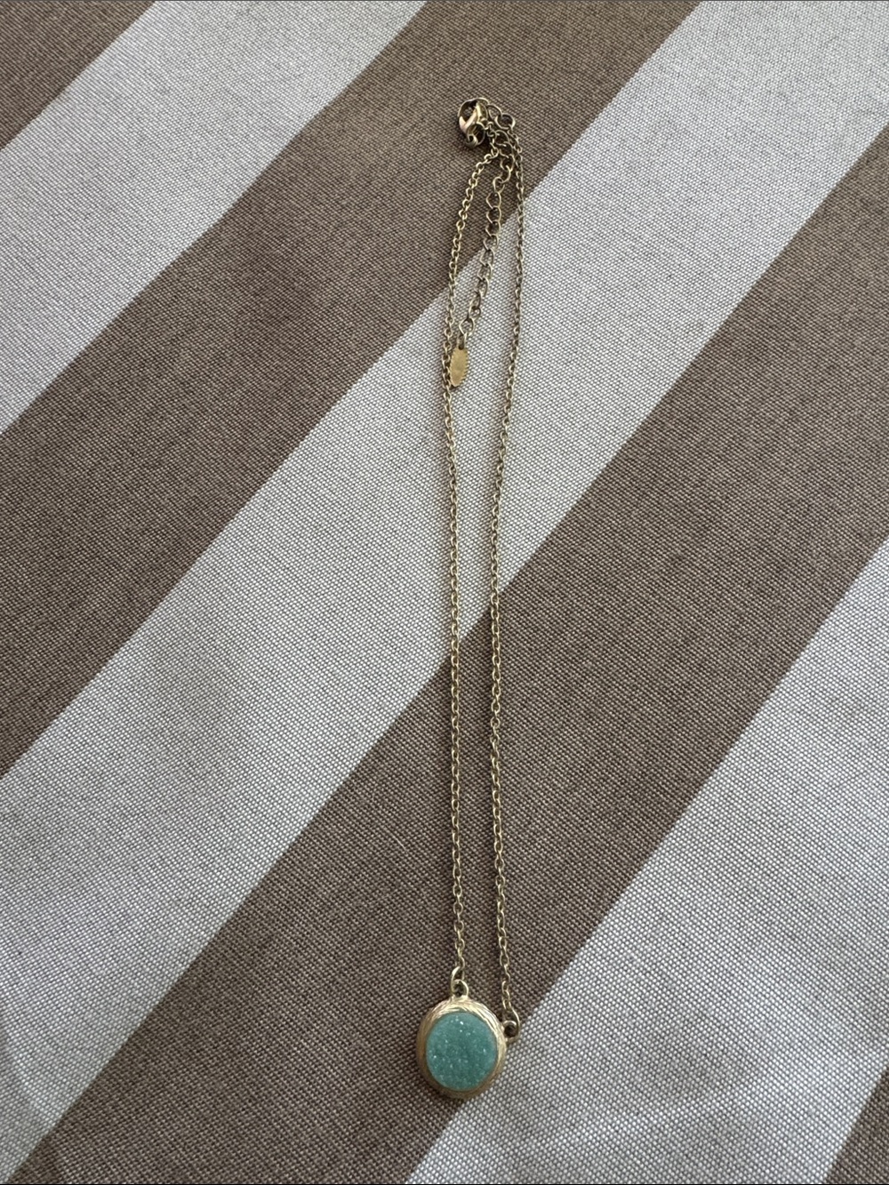 Gold Chain Necklace with Aqua Blue Druzy Pendant - Women Jewelry